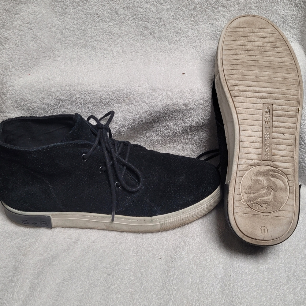 Strauss + Ramm Chukka Stylish Black Men's Leather Shoes Sneakers Streetwear